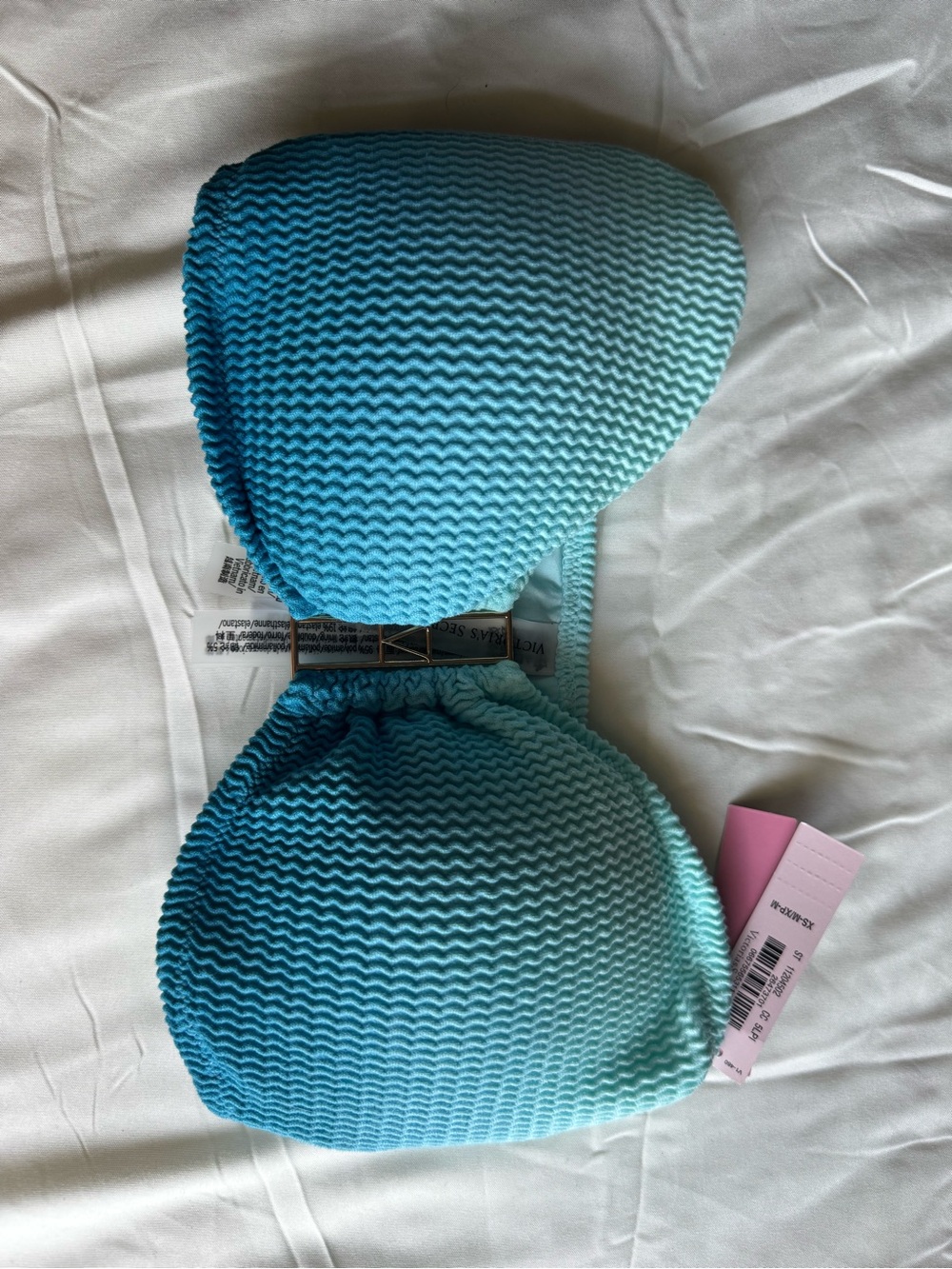 Victoria's Secret Textured Aqua Blue Bandeau Swim Top